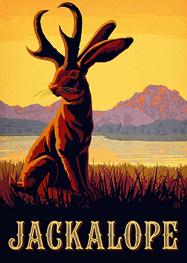 Vintage Style Jackalope Poster