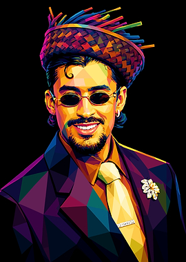 Bad Bunny Low Poly Portrait