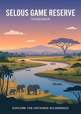 Selous Game Reserve Travel Poster
