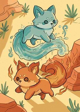 Cute Elemental Fox Spirits