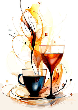Abstract Coffee and Wine Art
