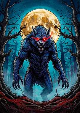 Fierce Werewolf Under Full Moon