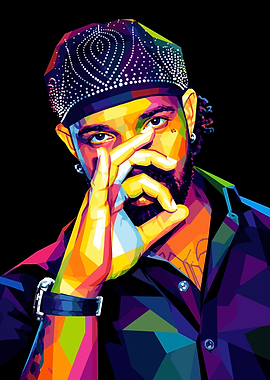 Colorful WPAP Portrait of Drake