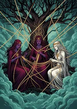 Three Fates Weaving Golden Threads