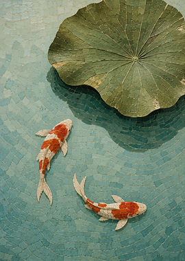 Koi Fish Mosaic Art