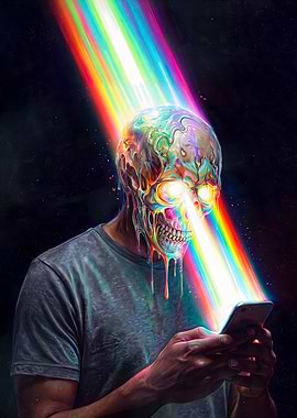 Melting Skull Smartphone Rainbow Beam