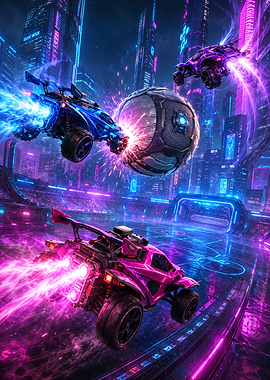 Rocket League Neon Cyberpunk Arena Match
