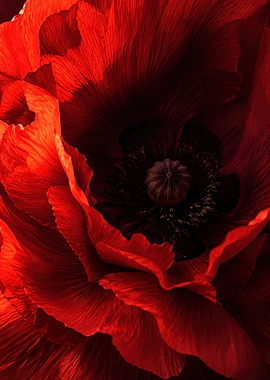 Close-up of a Vibrant Red Poppy