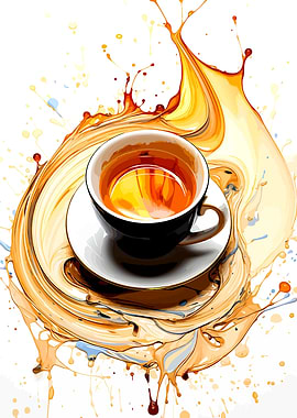 Dynamic Coffee Splash Art
