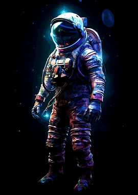 Vibrant Cosmic Astronaut Portrait