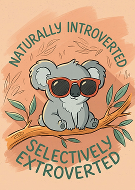 Naturally Introverted Koala Illustration