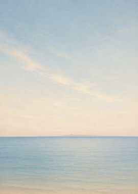 Minimalist Seascape with Distant Island
