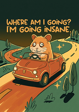 Hamster Driving a Car Cartoon