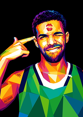 Drake Low Poly Pop Art Portrait