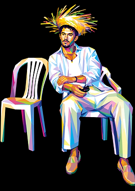 Colorful WPAP Portrait bad bunny