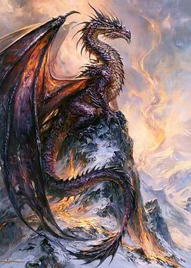 Majestic Purple Dragon on Mountain Peak