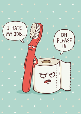 Funny Toothbrush and Toilet Paper Cartoon