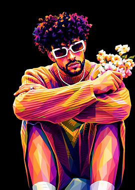 Bad Bunny Low Poly Portrait