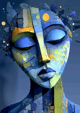 Abstract Mosaic Portrait of Serenity