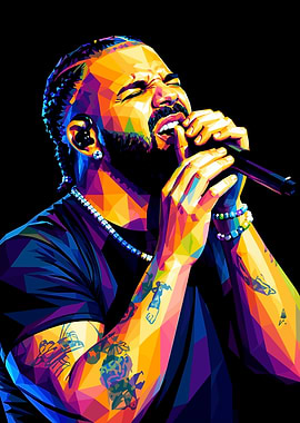 Drake Low Poly Pop Art Portrait