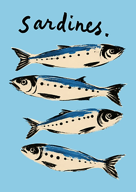 Minimalist Sardines Illustration