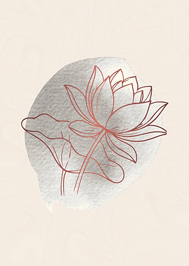 Minimalist Lotus Flower Line Art