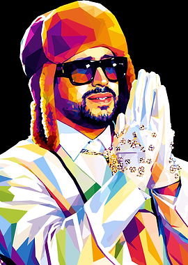 Colorful Pop Art Portrait of Bad Bunny
