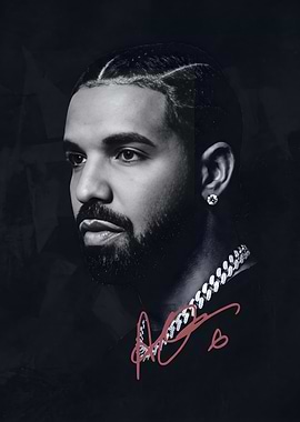 Drake Portrait with Signature