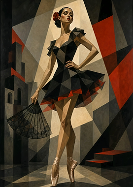 Cubist Flamenco Ballerina Portrait