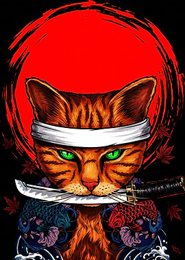 Samurai Cat with Katana