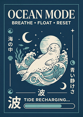 Ocean Mode Seal Illustration Poster