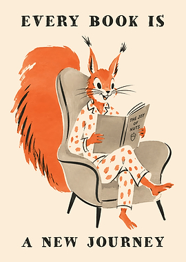 Squirrel Reading The Joy of Nuts