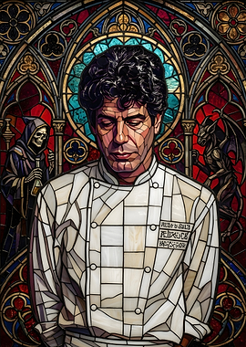 Anthony Bourdain Stained Glass Portrait