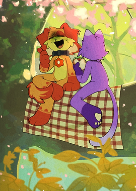 Dogday and Catnap Picnic Illustration