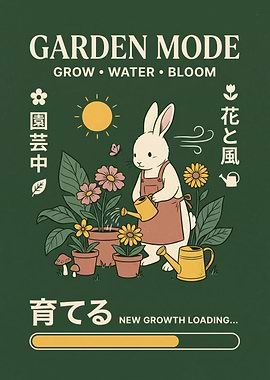 Garden Mode Rabbit Illustration