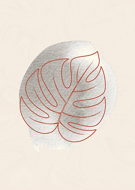 Minimalist Monstera Leaf Line Art