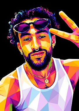 Bad Bunny WPAP Pop Art Portrait