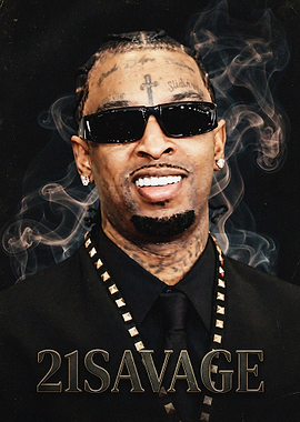 21 Savage Portrait with Smoke