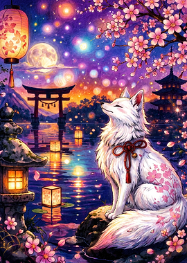 White Kitsune at Japanese Lantern Festival