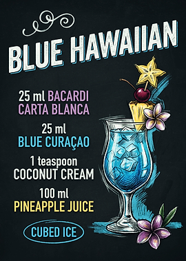 Blue Hawaiian Cocktail Recipe Poster