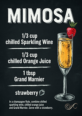 Mimosa Cocktail Recipe Chalkboard Art