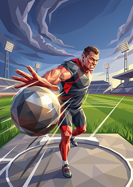Low Poly Shot Put Athlete
