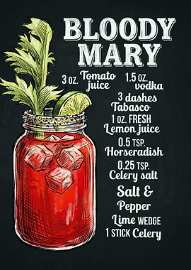 Bloody Mary Cocktail Recipe Poster