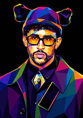 Bad Bunny Low Poly Portrait