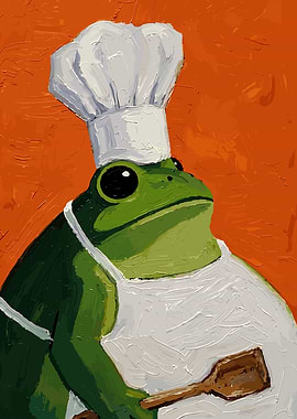 Chef Frog with Wooden Spatula