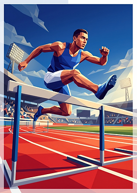 Low Poly Hurdler Athlete