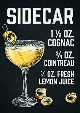 Sidecar Cocktail Recipe Chalkboard Art