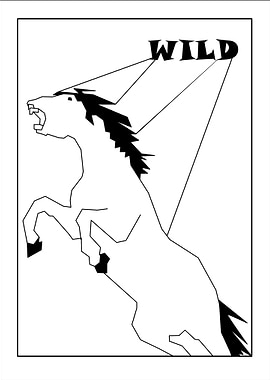 Minimalist Wild Horse Line Art