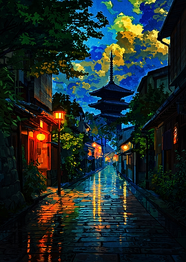 Kyoto Street at Night