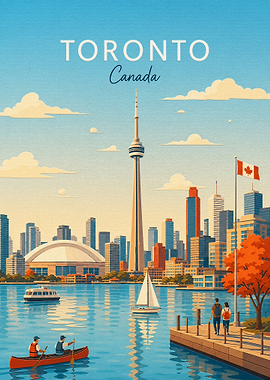 Vintage Style Toronto Cityscape Poster